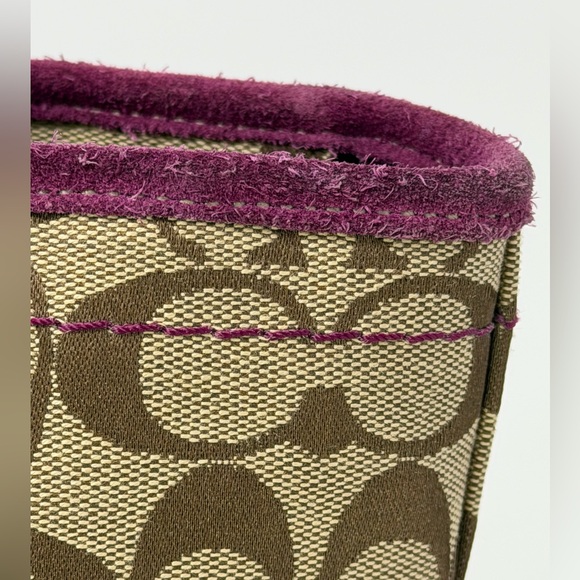 Coach Vintage Signature Canvas Monogram Tote Bag with Metallic and Suede Accents - Picture 7 of 11